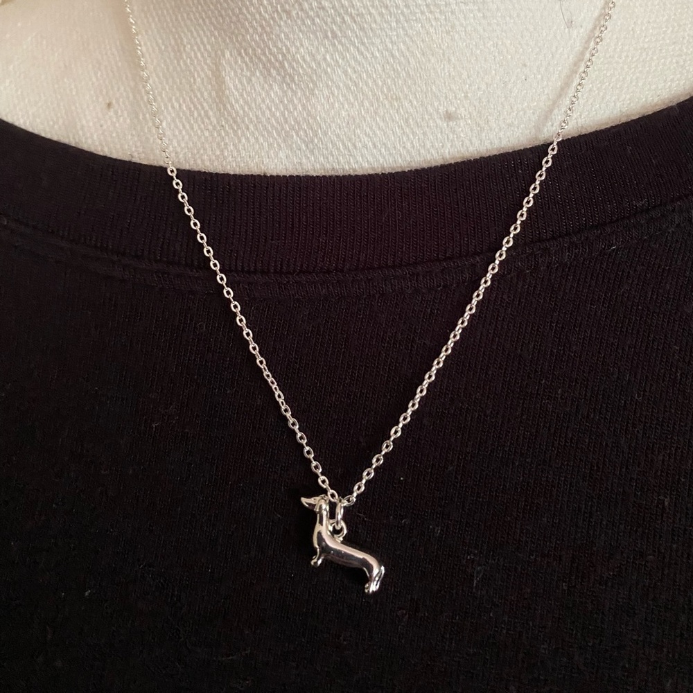 Silver-Tone Necklace with Dachshund Pendant